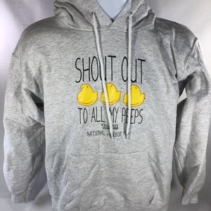 VINTAGE SHOUTOUT TO ALL MY PEEPS HOODIE ADULT SMALL MARSHMALLOW YELLOW PEEPS